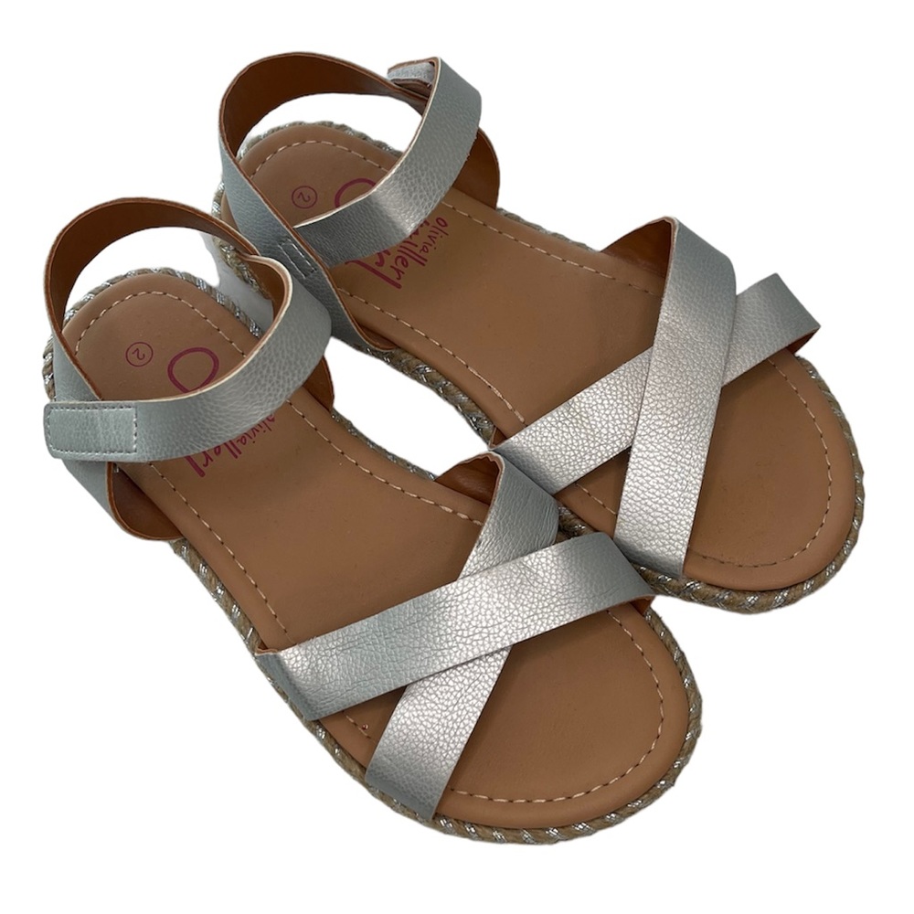 Olivia Miller Silver Espadrille Sandals Princess Endeavor Girls Size 2
